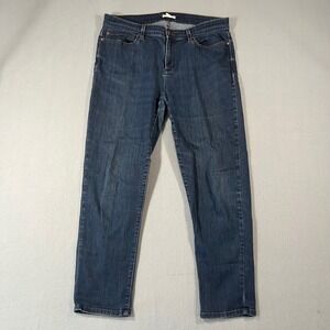 Eileen Fisher Women organic Stretch Denim Straight Leg Jeans Blue Size Petite 16